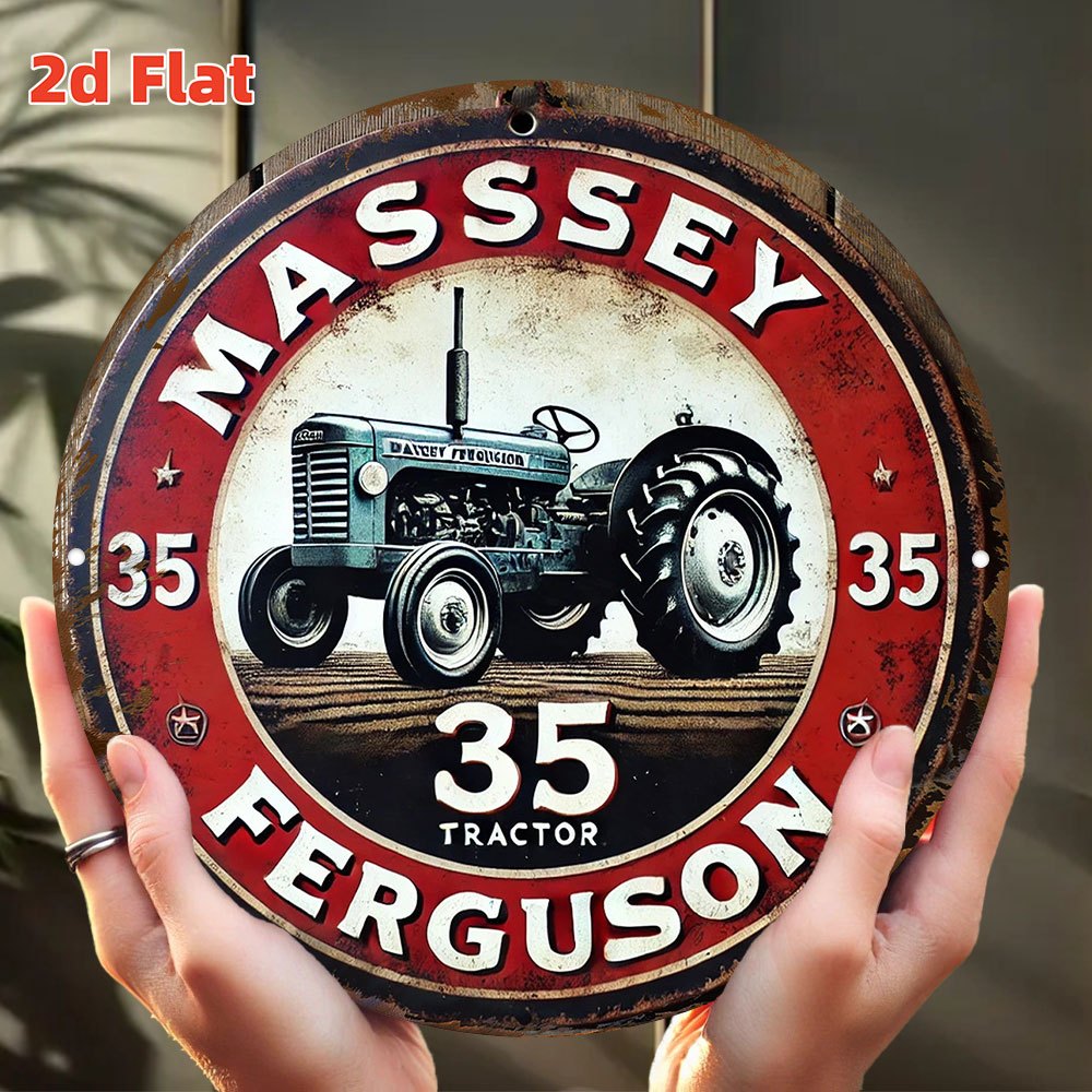 Farming Agriculture Logo - Placa de Metal Redonda Retrô 2D