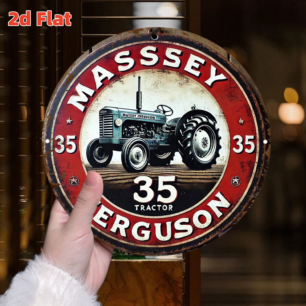 Placa de Metal Redonda Retrô 2 - Farming Agriculture Logo avaliação e preço