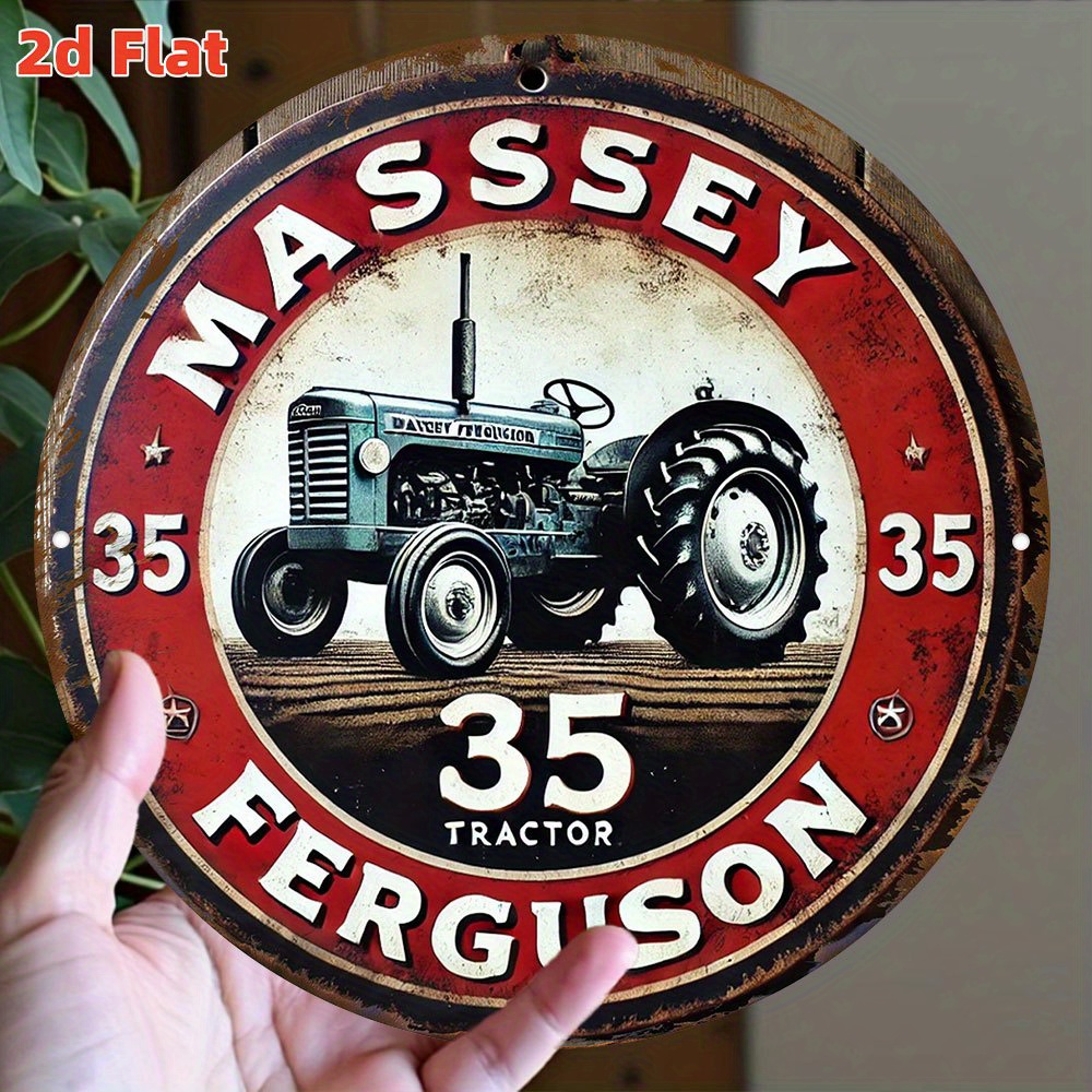 Placa de Metal Redonda Retrô 2 - Farming Agriculture Logo avaliação e preço